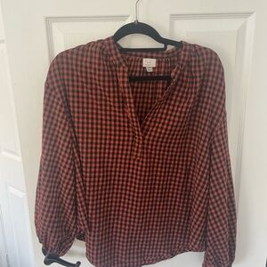 A New Day Orange and Black Gingham Blouse